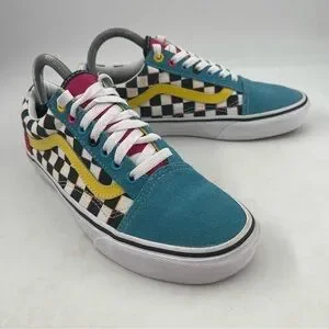 Vans Old Skool Look Saved By The Bell Checkered Suede Blue Pink 9.5 Men 11 Women Vans Unisex Old School Look Saved by the Bell Checkered  main image 4